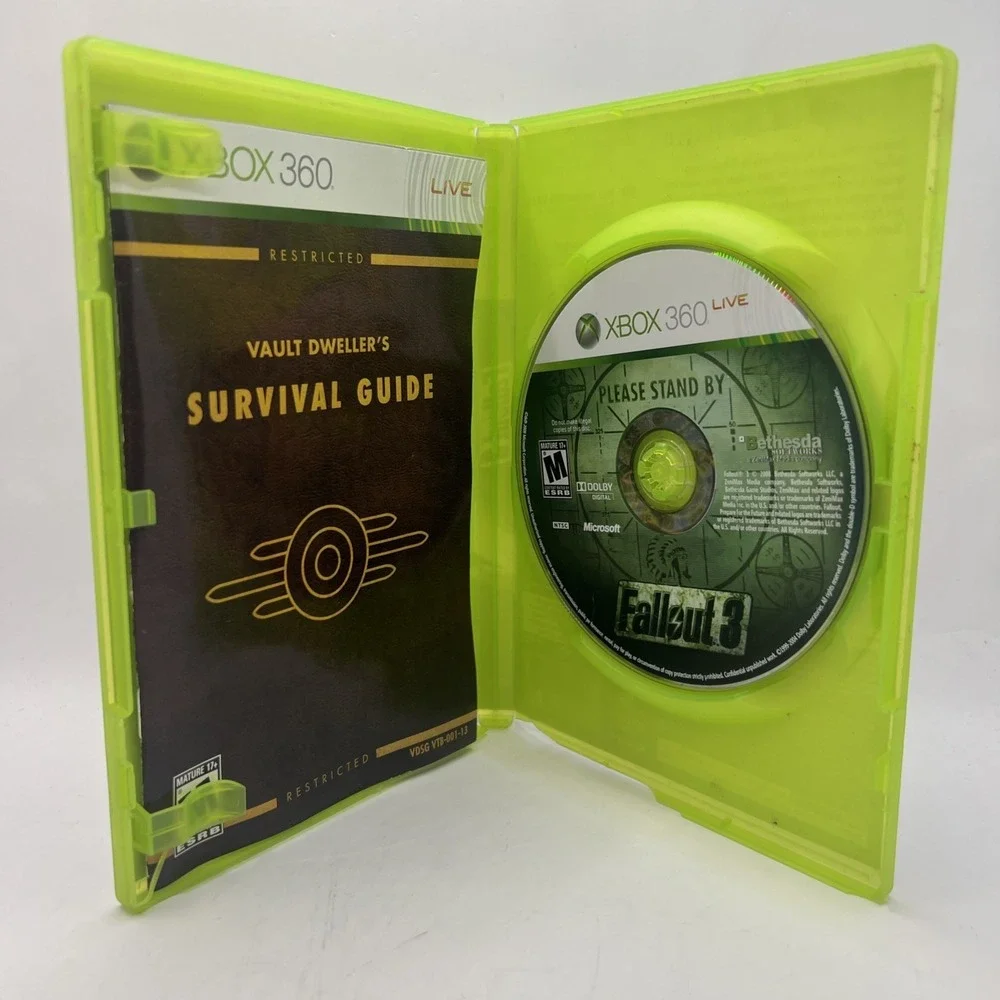 Fallout 3 (Microsoft Xbox 360, 2008) Complete with Manual